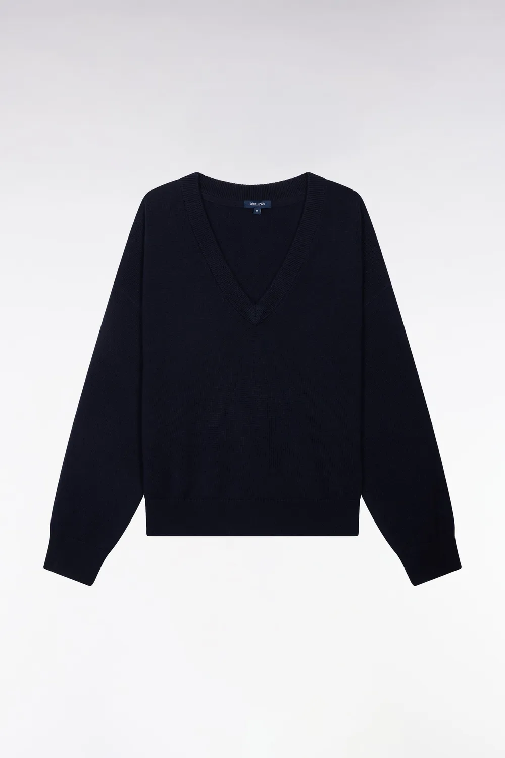 Eden Park pull col V marine pull oversized femme laine coton