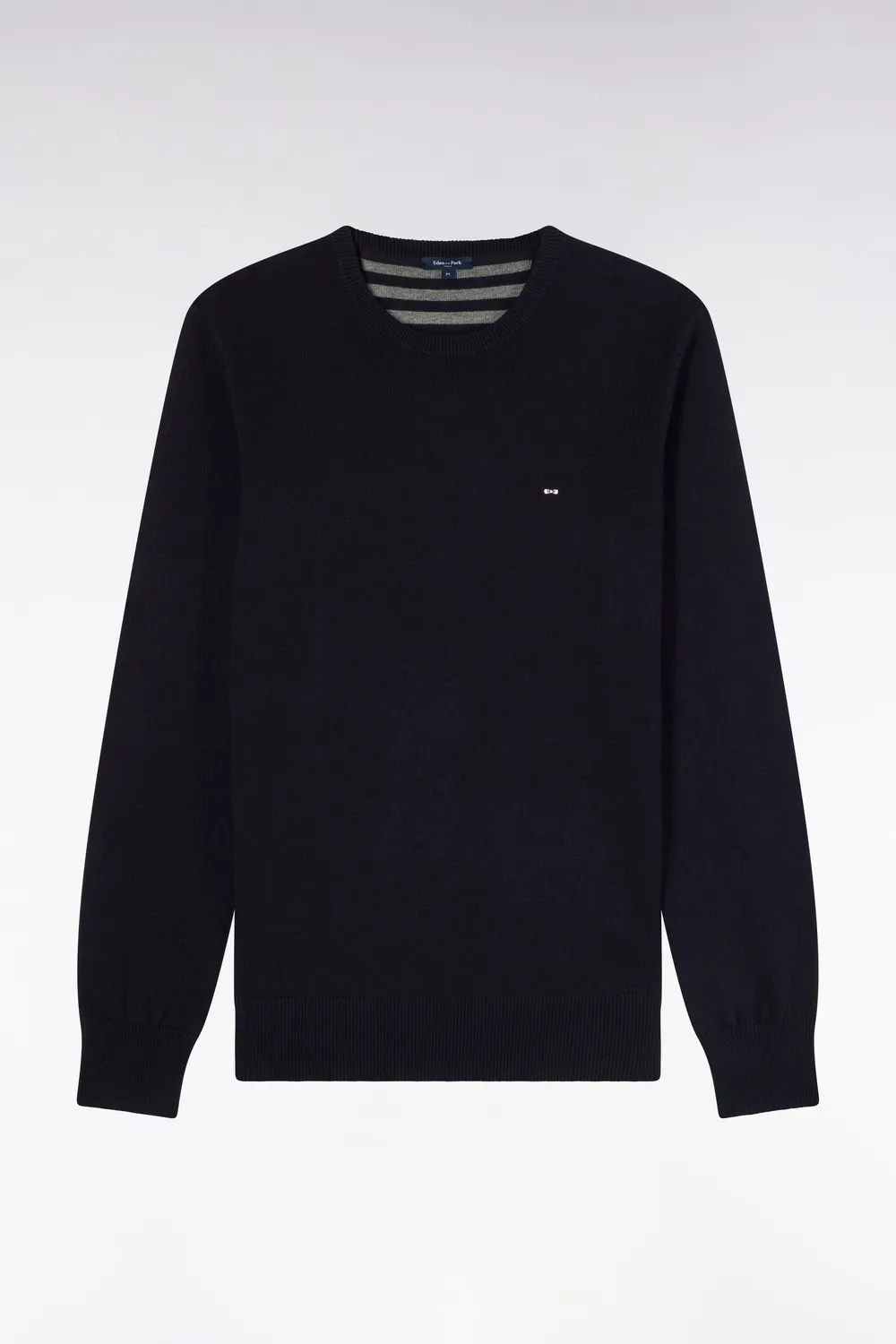 Eden Park Pull col rond laine-coton marine coupe droite