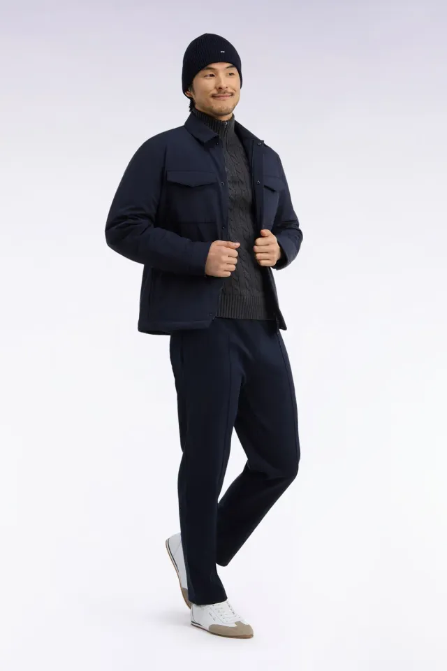 Eden Park surchemise nylon stretch marine coupe droite